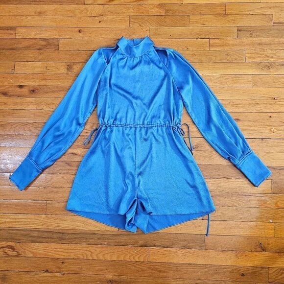 Alexis Romper Jumpsuit Size S Drawstring Tie-Waist Puff-Sleeve Romper - Picture 2 of 8
